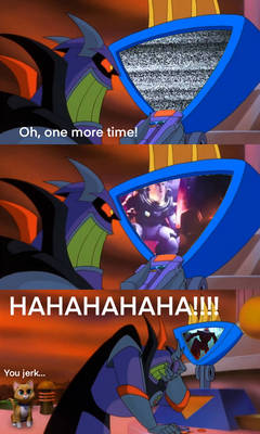 Evil Emperor Zurg laughs at stomping Sox scene