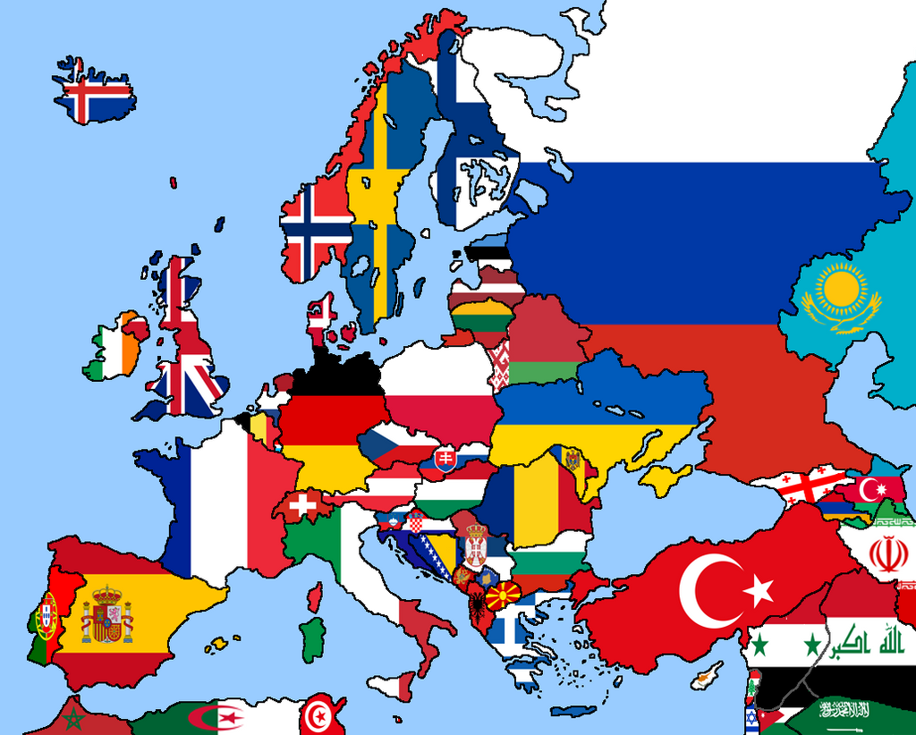 Blank map of Europe with flags by eric4e