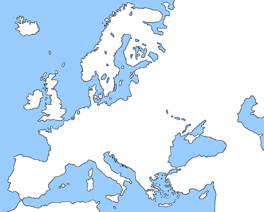 Blank map of Europe without borders