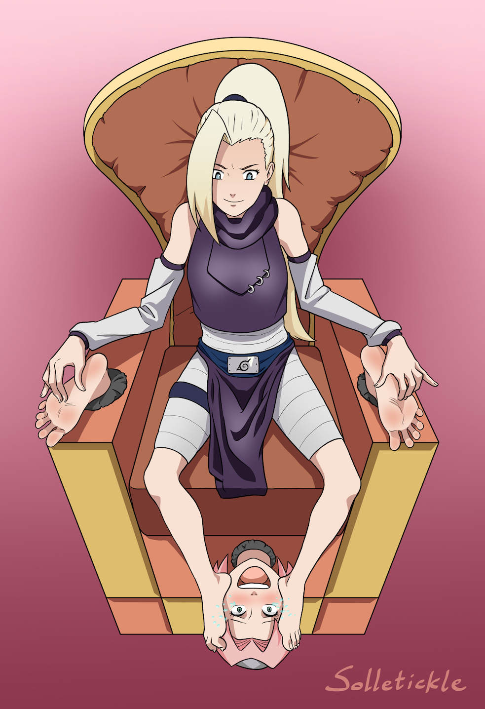 Commission: Sakura tickled by Ino 