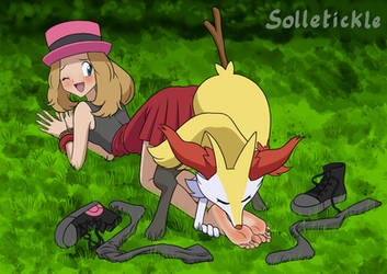 Commission: Serena tickled by Braixen