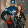 captain america and Black Widow marvel