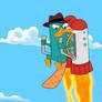 Perry The Platypus on a jetpack