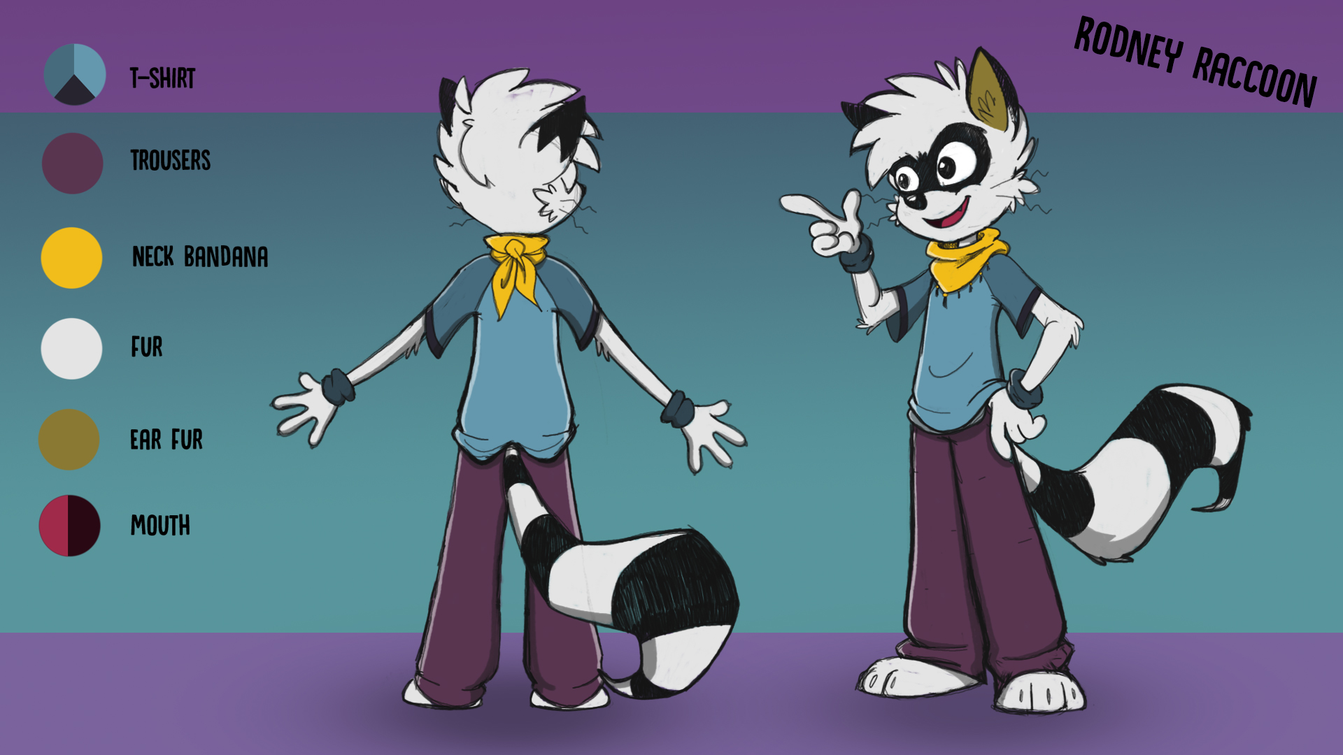 Rodney Raccoon character reference sheet by StudioFezz on DeviantArt