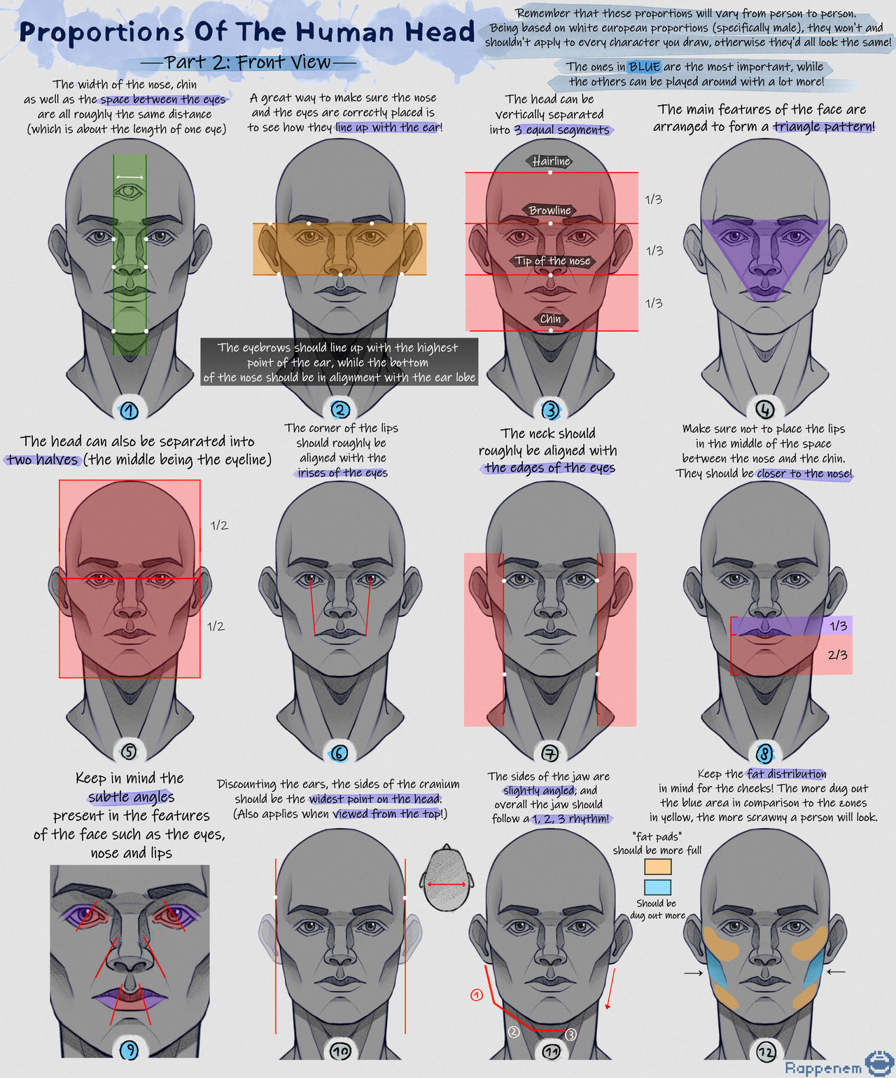 Head Proportions (Front View) by Rappenem on DeviantArt