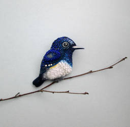 blue flycatcher brooch