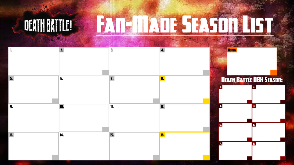 Fan Made Death Battle And DBX Season Template by TotallyNotIncina on Fan Made Death Battle And DBX Season Template by TotallyNotIncina on