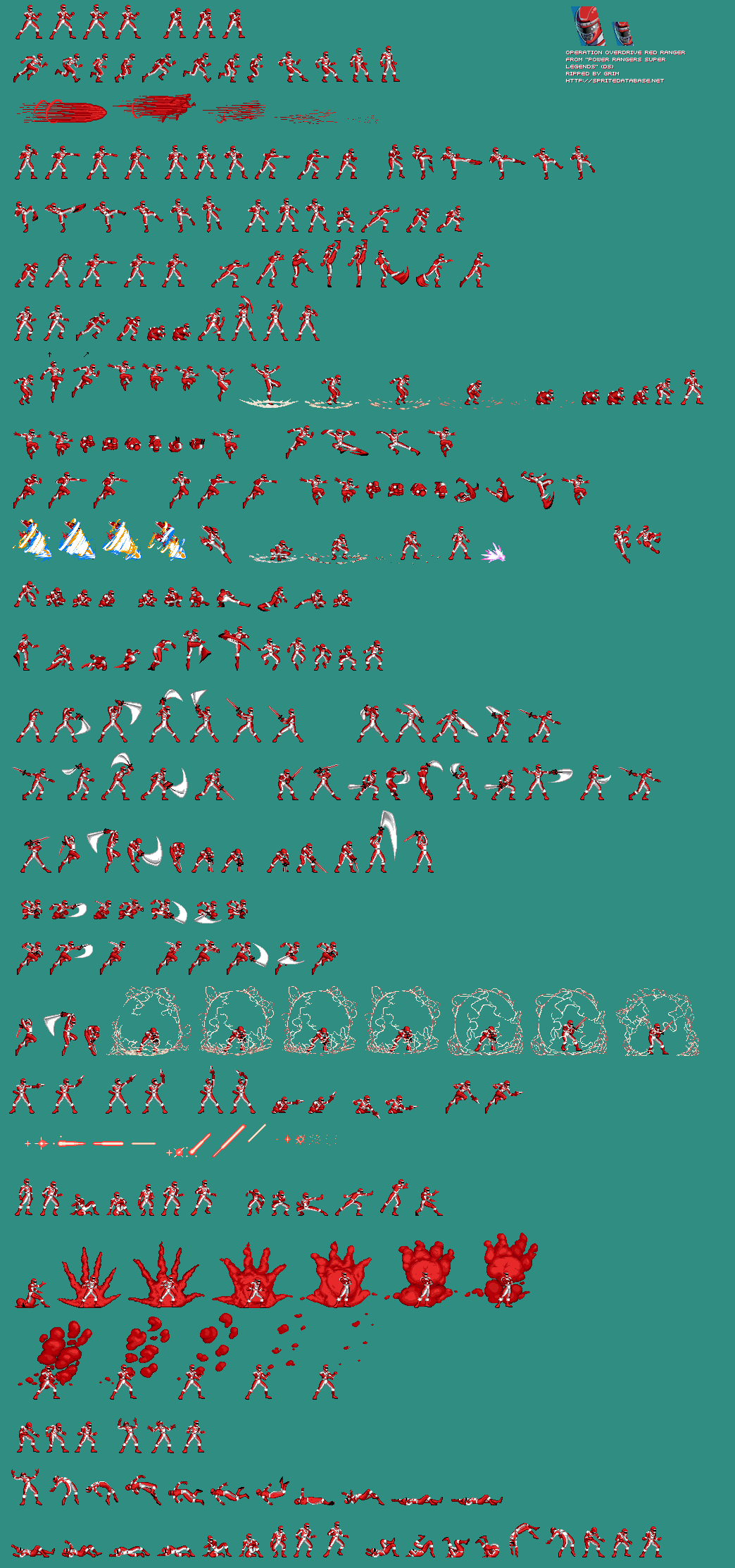 Red Overdrive Ranger Mack Sprite Sheet by TotallyNotIncina on DeviantArt