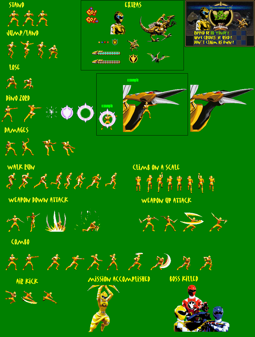 Yellow Dino Thunder Ranger Kira Sprite Sheet by TotallyNotIncina on ...