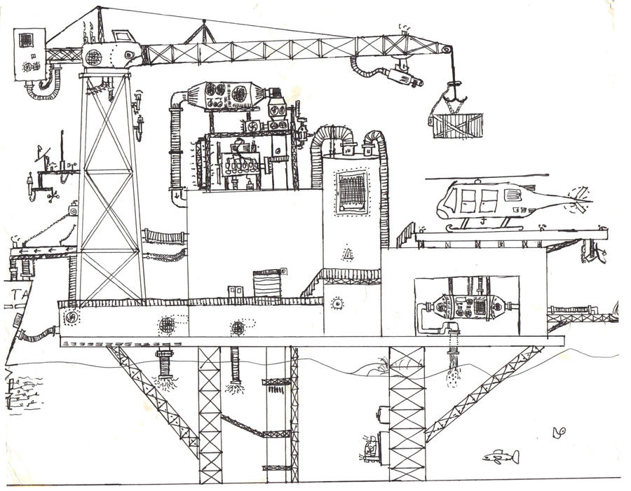 Oil Rig Drawing Blog Deep Sea Oil Rig by sysengineer on DeviantArt