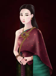 A young lady in Thai traditional costume