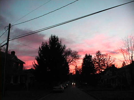 Pink Sky with Headlights
