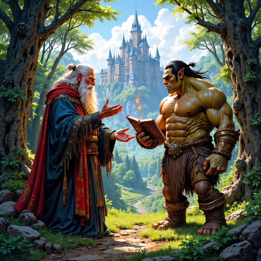 A Wizard Teaching an Orc by SomeoneInAsia on DeviantArt