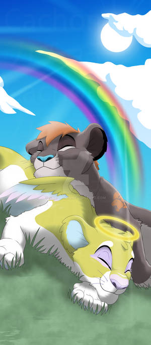 Malaika and Yvi under a rainbow - Phone Wallpaper