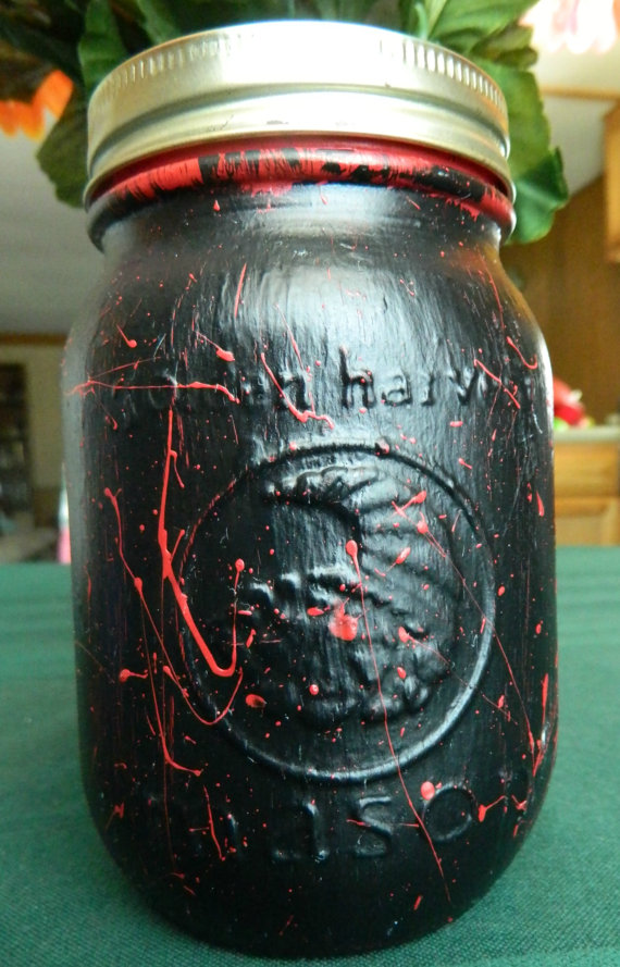 Hand-painted Horror Inspired Mason Jar Vase