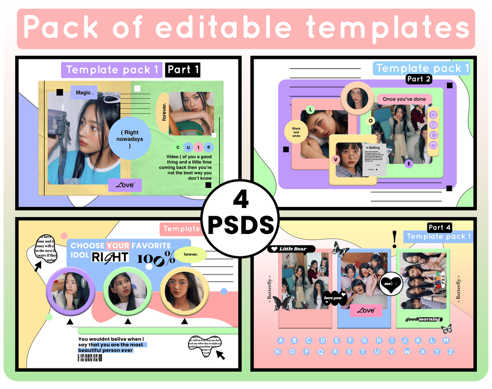 PACK OF 4 EDITABLE TEMPLATES | PACK 1 by chimiyaa on DeviantArt