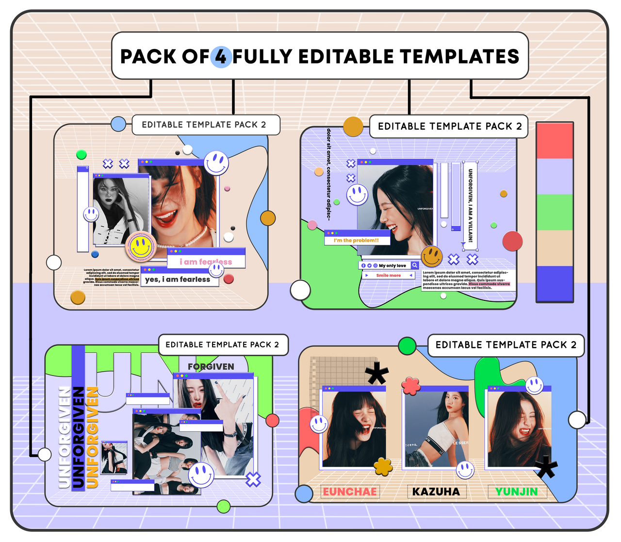 PACK OF 4 EDITABLE TEMPLATES | PACK 2 by chimiyaa on DeviantArt