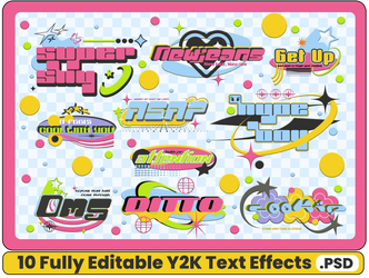 10 EDITABLE Y2K TEXT EFFECTS