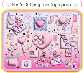 Pastel 3d PNG overlays pack
