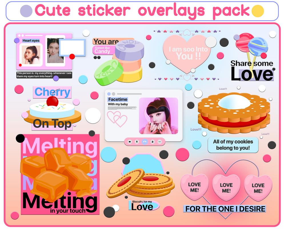 Sticker Overlay Vector CUTE STICKER OVERLAYS WITH EDITABLE ARTWORK by chimiyaa on DeviantArt