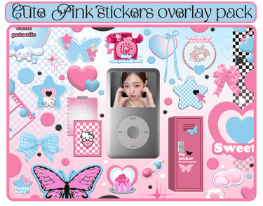 20+ cute pink stickers overlays pack