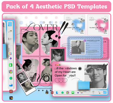 pack of 4 aesthetic PSD templates