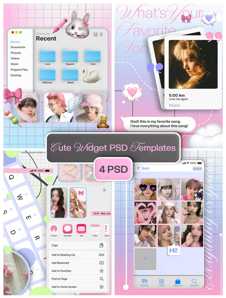 PACK OF 4 CUTE WIDGETS PSD TEMPLATES by chimiyaa on DeviantArt