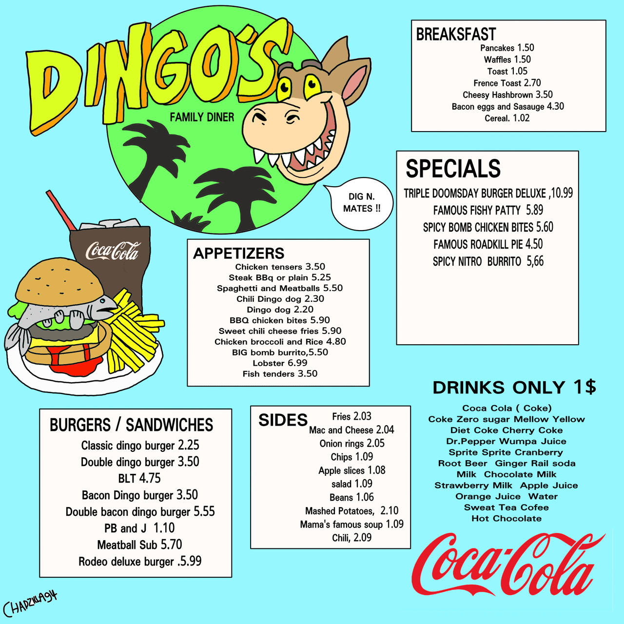 Dingo's Family Diner Menu by Chadartist99 on DeviantArt