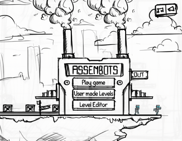 Assembots Title Screen Sketch