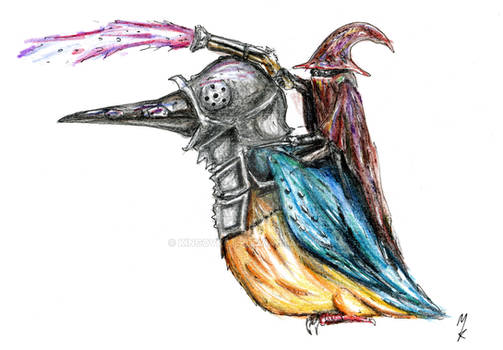 Wizard with Blunderbuss on Giant Kingfisher
