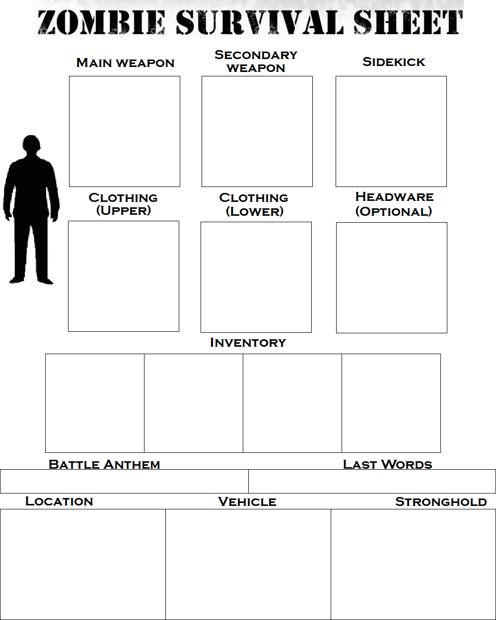 Zombie Survival Sheet Contest