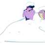 Spike and Twilight Buried in Snow