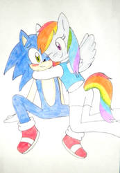 Sonic y rainbow dash by kary22