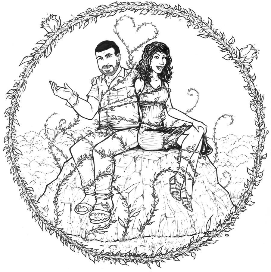 Wedding Save the Date commission - linework