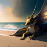 sunny day big dragon on the beach