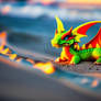 cute small dragon on the beach