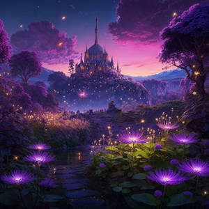 Beautiful Castle Purple Sky