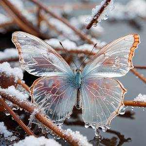ice butterfly in the winter