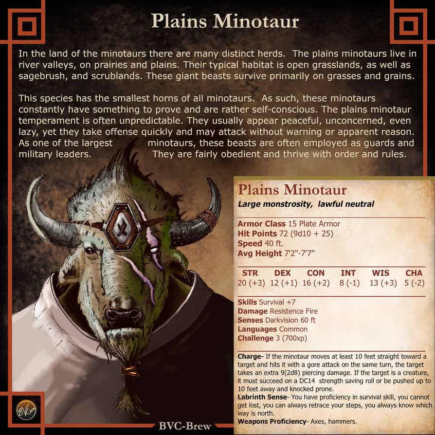 Mino Races Race-Plains Minotaur by bradlyvancamp on DeviantArt