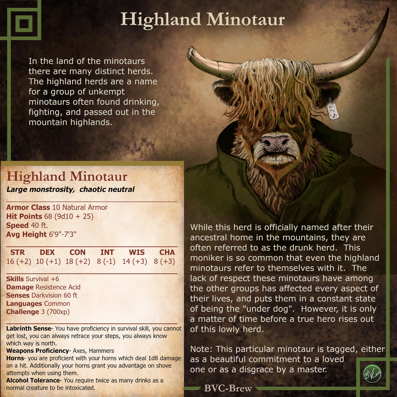Mino Races Race-Highland Minotaur by bradlyvancamp on DeviantArt