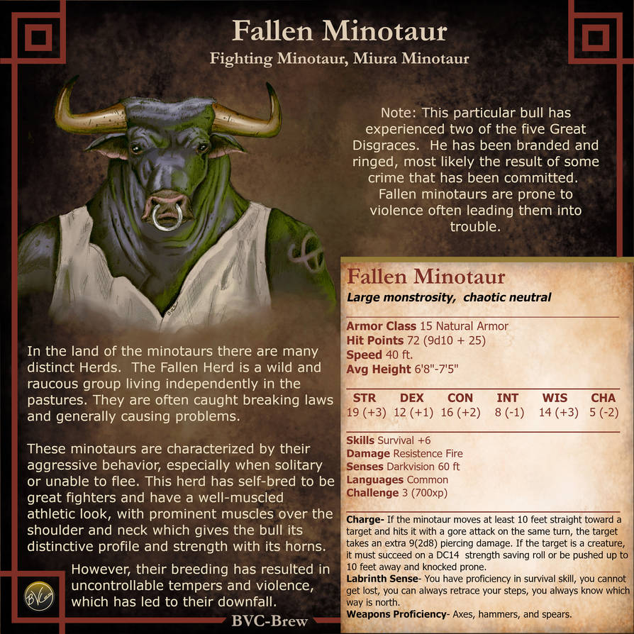 Mino Races Race-Fallen Minotaur by bradlyvancamp on DeviantArt