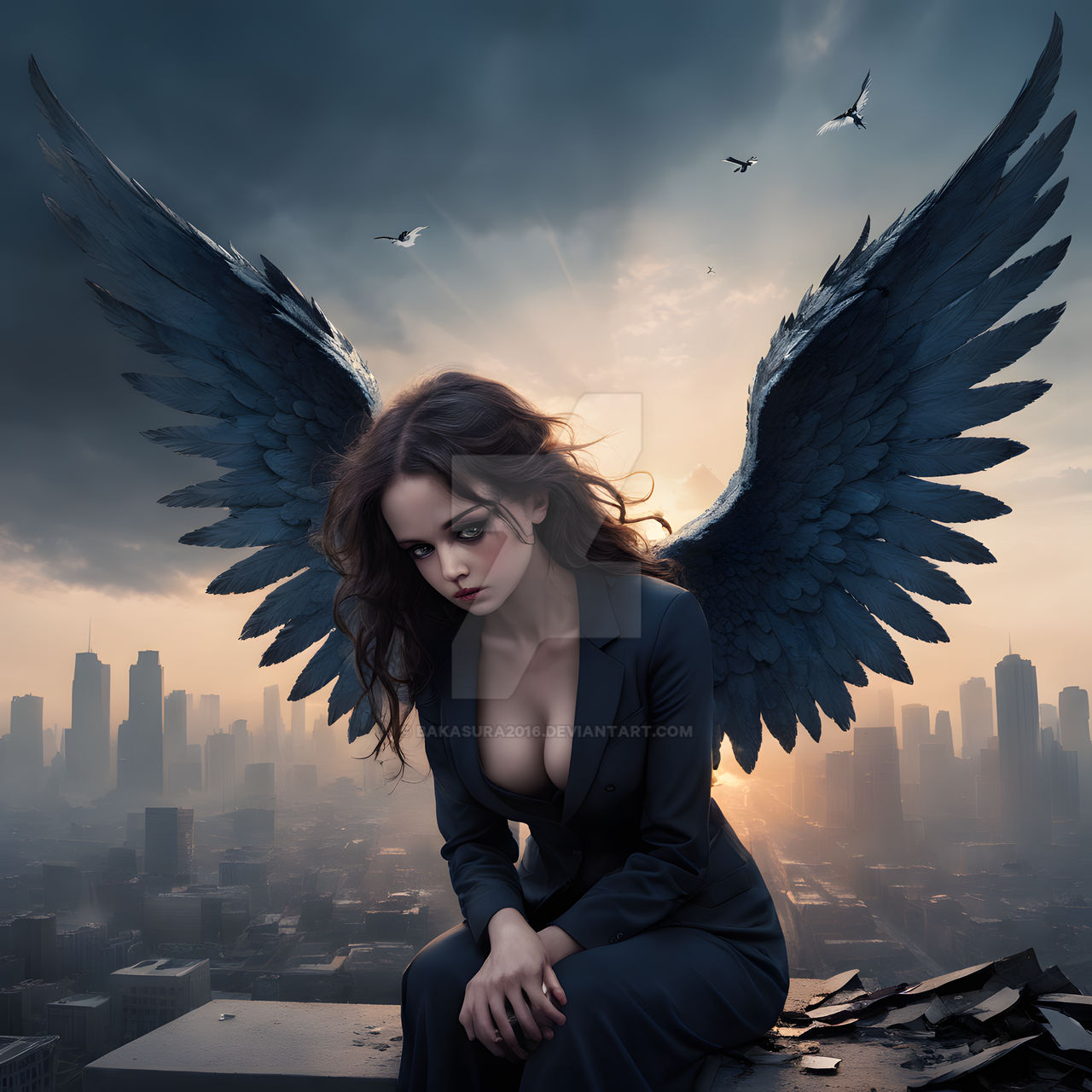 Fallen Angel Wing Black | Halloween City