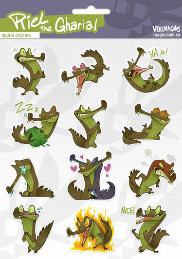 Riel the Gharial - digital sticker set