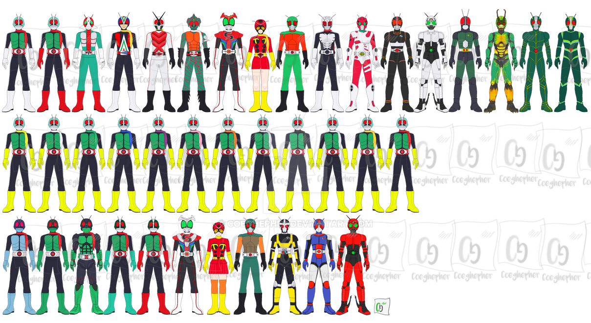 Fan Made Rider Suit All Showa Rider, Suit, Form And Debatable Riders by Coeghepher on ...