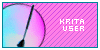 an animated version of the Krita logo with a colorful animated background and text that says Krita User