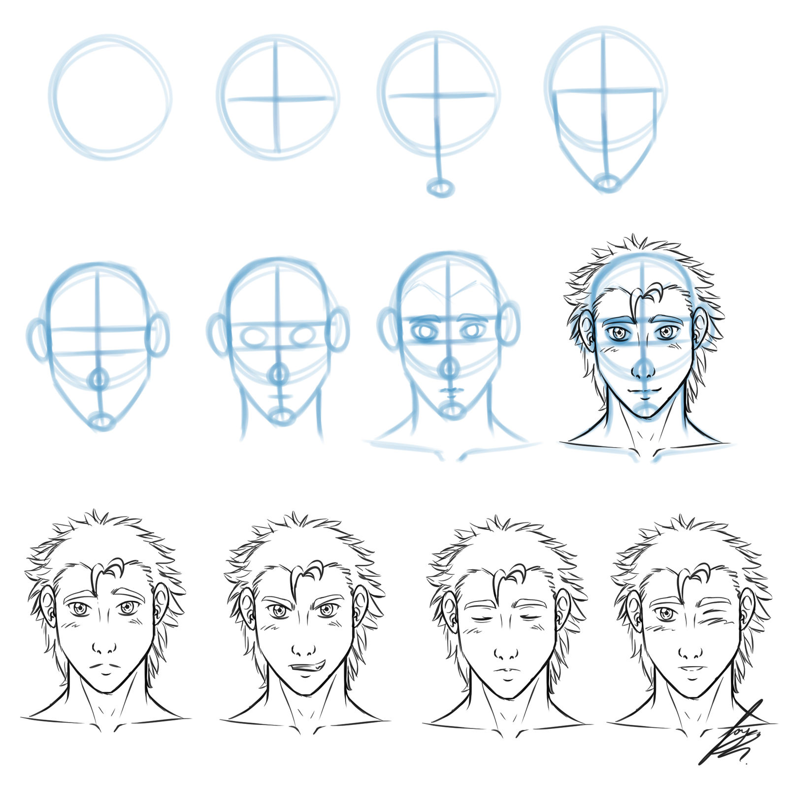 Simple Front View Face Drawing Tutorial by Juacamo on DeviantArt