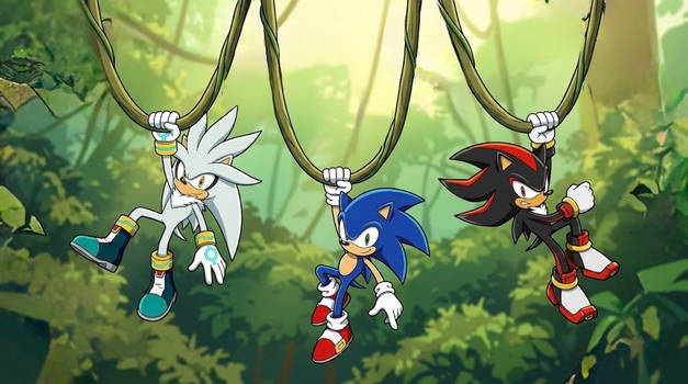 Sonic, Shadow, and Silver Vine Swinging