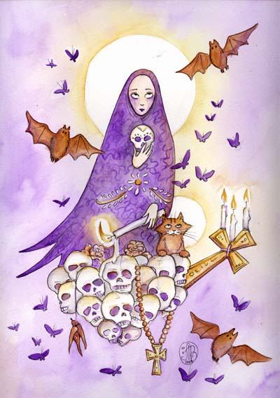 Dia de Los Muertos Cat Madonna