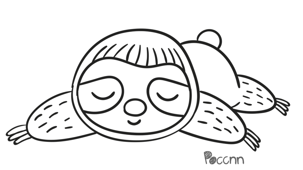 Download Cute Sloth Sleeping to color by PoccnnIndustries on DeviantArt