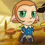 Chibi Captain Amelia and Mr. Arrow Wallpaper